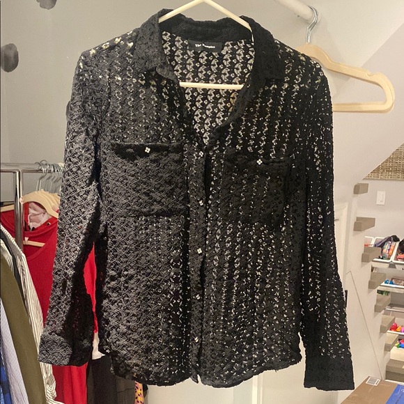 The Kooples Tops - Black Lace Women's blouse size medium beautiful gem buttons